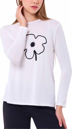French Kyss Flower Detail Top In Ivory/black