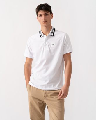 HUGO BOSS Mens Paddy Rib Polo Shirt in White Cotton - Size X-Large