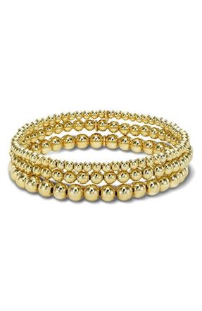 Zoe Lev Jewelry Set of 3 Stretch Beaded Bracelets in Yellow Gold at Nordstrom