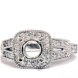 Pompeii3 1/2ct Diamond Semi Mount Antique Engagement Setting Size Selectable