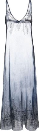 Paco Rabanne stud-detailed sheer long dress - women - Nylon - S - Blue