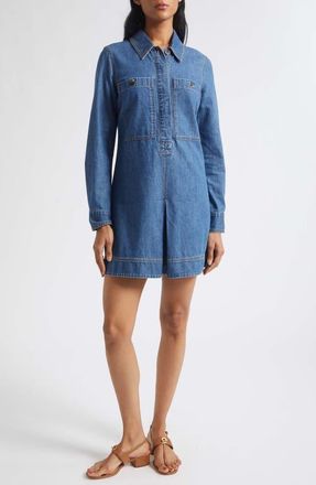 Veronica Beard Pryce Long Sleeve Denim Dress in Bandit Light at Nordstrom, Size 14
