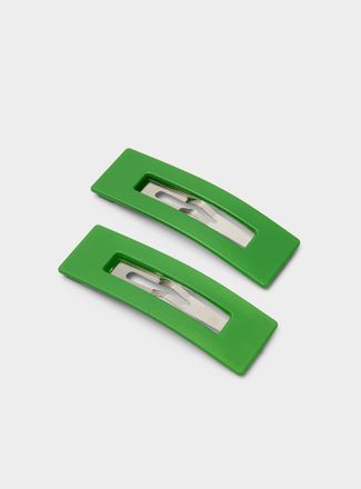 Simons Womens Matte rectangular barrettes Set of 2