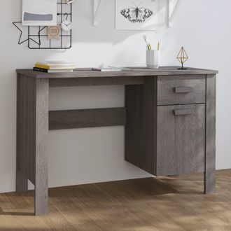 Berkfield Home Desk HAMAR Light Grey 113x50x75 cm Solid Wood Pine | Size: 113 x 50 x 75 cm