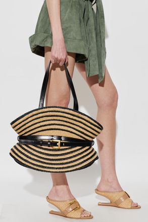 Balmain Shuffle Medium Bag, Womens, Beige