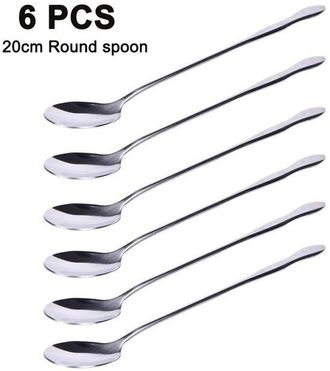 OEM Cucharas Largas De Acero Inoxidable Para Helado, Juego De 6 Unidades, Aptas Para C&oacute;cteles, T&eacute;, Caf&eacute;, Batidos Y Bebidas Fr&iacute;as