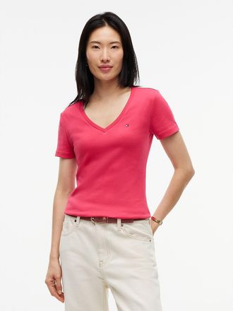 Tommy Hilfiger Womens V-Neck Favorite T-Shirt - Vintage Cerise - XXL