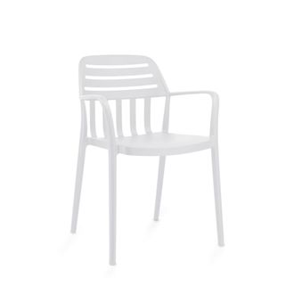 Koketto Home Silla apilable en polipropileno blanco con reposabrazos