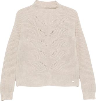 Herno Gebreide trui met hoge hals - Dames - Ronde hals truien - Beige - L - Wol - Truien & Vesten