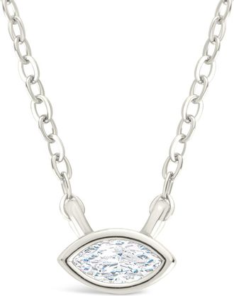 Sterling Forever Sterling Silver Marquise Bezel Set Pendant