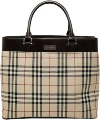 Burberry Pre-owned Tote Bag - Dames - Vintage Shopper - Beige - ONE Size - Leer - Vintage