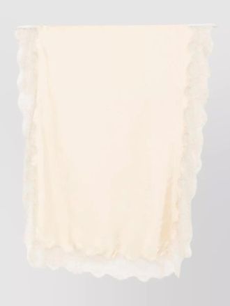 Zimmermann wool stole floral lace trim satin