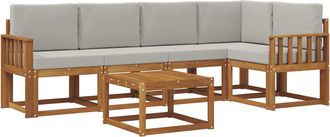 vidaXL Conjunto De Sof&aacute;s De Exterior 6 Uds. Gris Natural Y Claro Vidaxl