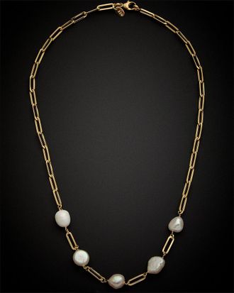 Italian Gold, Inc 14K Italian Gold 5-6Mm Pearl Paperclip Chain Necklace