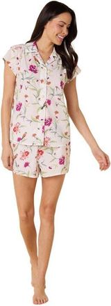 The Cats Pajamas Luxe Pima Short Print Set in Rosa & Bird at Nordstrom, Size X-Small