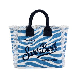 MC2 Saint Barth Tote Bags, female, Blue, Size: ONE SIZE Mini Vanity Canvas Bag
