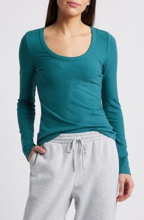 Travis Mathew Cloud Retreat Rib Long Sleeve Top in Heather Atlantic Deep at Nordstrom Rack, Size Medium