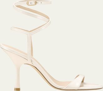 Stuart Weitzman Nudist Patent Ankle-Strap Sandals