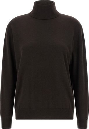 Brunello Cucinelli Brown Solid Turtle Neck Sweater