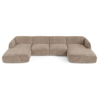 Sia Home Sof&aacute; panor&aacute;mico 7 plazas terciopelo de trama beige