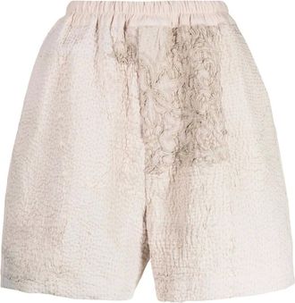 By Walid Casual Shorts, male, Beige, M, Patchwork Embroidered Bermuda Shorts