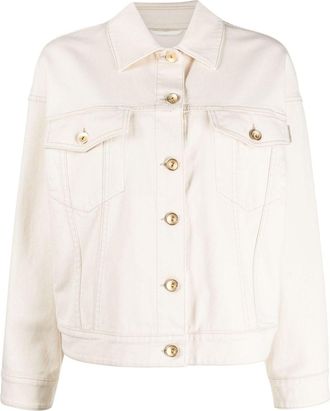 Brunello Cucinelli button-fastening denim jacket - women - Cotton/Spandex/Elastane - 42 - Neutrals