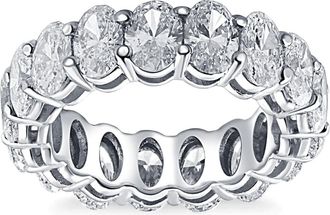 Pompeii3 6 Ct Oval Moissanite Eternity Ring Womens Wedding Band 10k White Gold