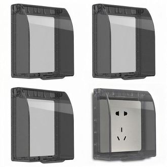 OEM Copriinterruttore - Copripresa Pieghevole - Impermeabile - Autoadesivo - Set Da 4 - Nero Trasparente