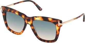 Tom Ford Havana Green Shaded Zonnebril Dasha - Dames - Zonnebrillen - Bruin - 52 MM - Accessoires