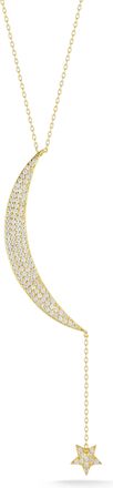 Glaze Jewelry Sterling Silver Thin Moon Star Drop Necklace