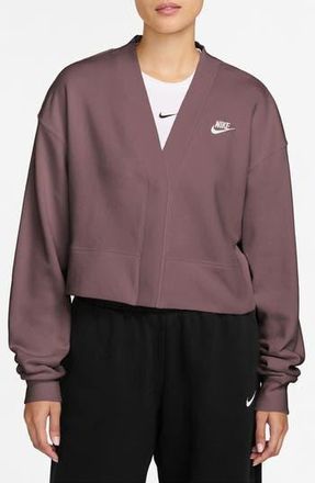 Nike Loose Fleece Cardigan in Tattoo/White at Nordstrom Rack, Size X-Large