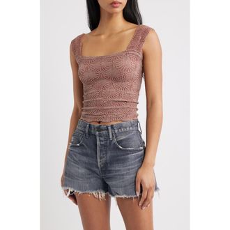Free People Love Letter Floral Knit Camisole in Cedar Wood at Nordstrom, Size X-Small/small