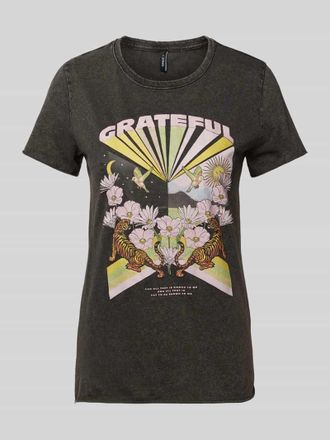 Only Regular Fit T-Shirt aus reiner Baumwolle mit Motiv-Print Modell LUCY LIFE in Black, Gr&ouml;&szlig;e XS