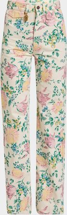 Chloé Floral High Rise Flared Jeans