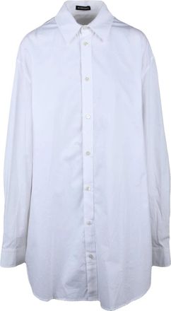 Ann Demeulemeester White Elongated Relaxed-Fit Cotton Shirt