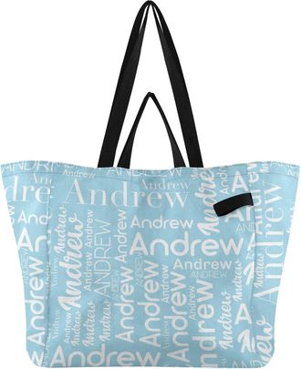 Generic Custom Pale Blue pattern Reusable Canvas Tote Bag, Heavy Duty Grocery Shopping Bag with Large Capacity Double Handles Hard Bottom Work Groceries Trave