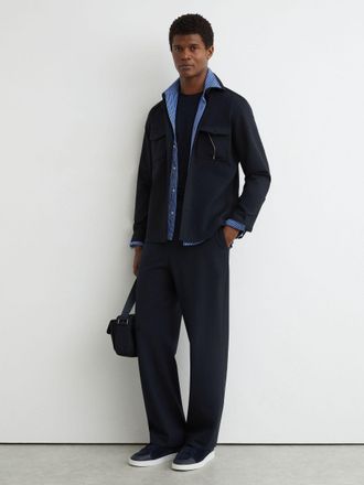 Reiss Navy Found Fit Stretch Drawstring Trousers, 28