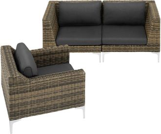 TecTake Set de piezas modulares para conjunto de ratán 3 asientos, antracita