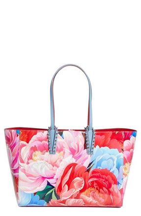 Christian Louboutin Small Cabata Soft Floral Patent Leather Tote in M251 Multi/silver at Nordstrom