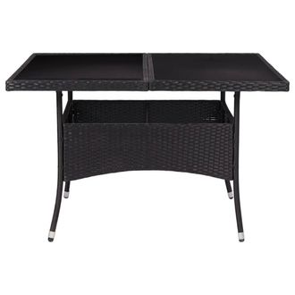 Berkfield Home Outdoor Dining Table Black Poly Rattan & Glass
