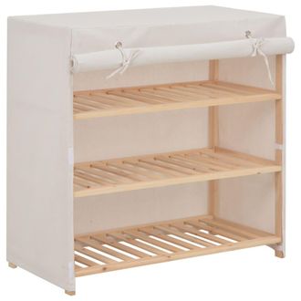 vidaXL Mueble Zapatero Con Funda De Tela Blanco 79x40x80 Cm Vidaxl