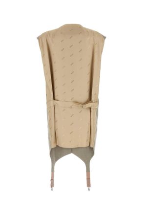 Moschino Womens Two-Tone Wool And Satin Oversize Vest Fantasiabeige Giacche E Gilet