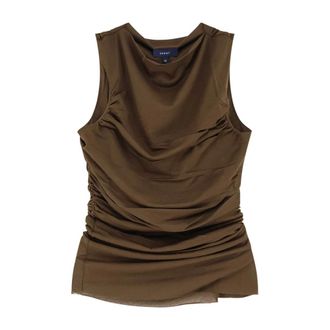 SOEUR Sleeveless Tops, female, Brown, Size: 2XS Irina Draped Top
