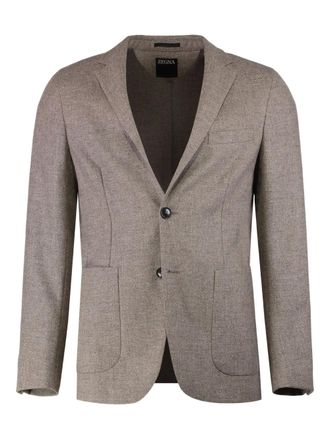 Ermenegildo Zegna single-breasted notched-lapel blazer - men - Wool/Cashmere - 48 - Brown