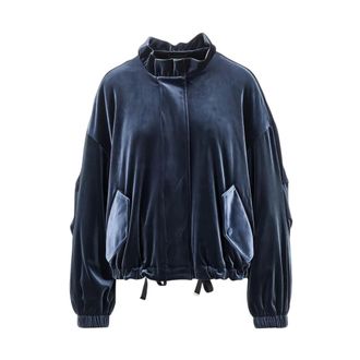 Emporio Armani Bomber con cuello ajustable y dobladillo con cord&oacute;n - Jackets - Mujer - Azul - 2XS