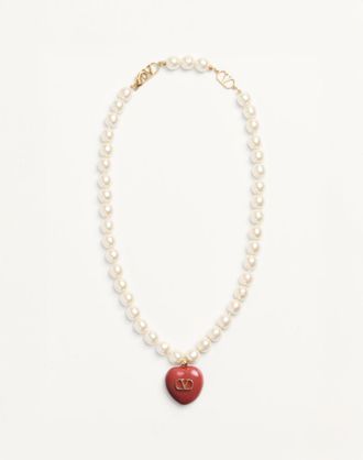 Valentino Garavani Coeur Royal Necklace In Metal, Enamel And Beads Wo