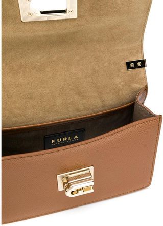 Furla Foldover Calf Leather Crossbody Bag - Brown