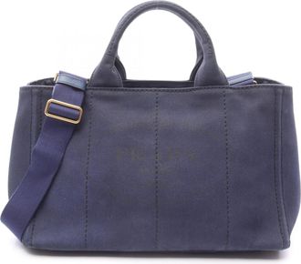 Prada Navy Canvas Tote Bag (Pre-Owned)