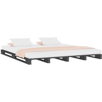 vidaXL Cama de palets madera maciza de pino gris 120x200 cm Vidaxl