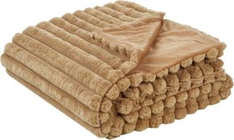Beliani Beliani - Decorative Bed Throw Soft Fabric 150 x 200 cm Bedroom Light Brown Rakya